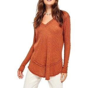 We The Free Ocean Air Hacci In Copper Pullover Top Sweater Women's XS